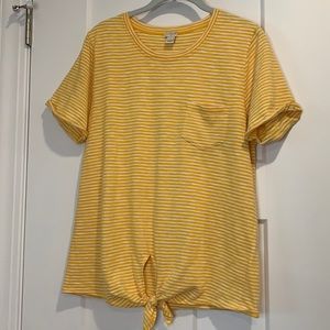 J.Crew yellow and white stripe Pocket tee